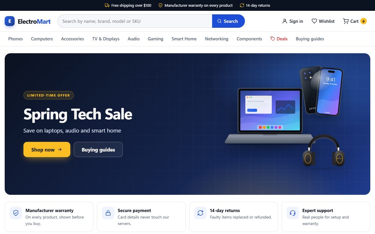 Screenshot of Electronics E-commerce Website