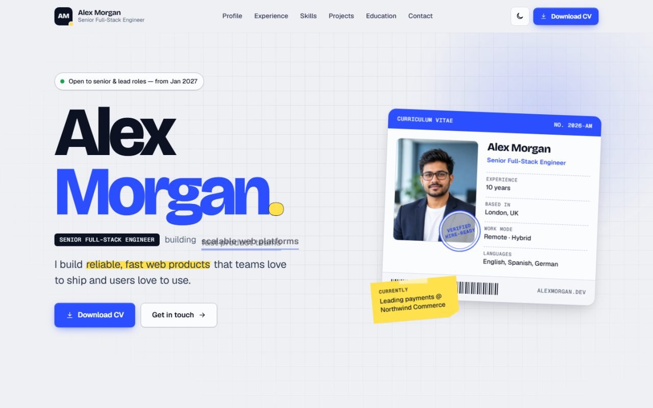 Screenshot of Resume & CV Website