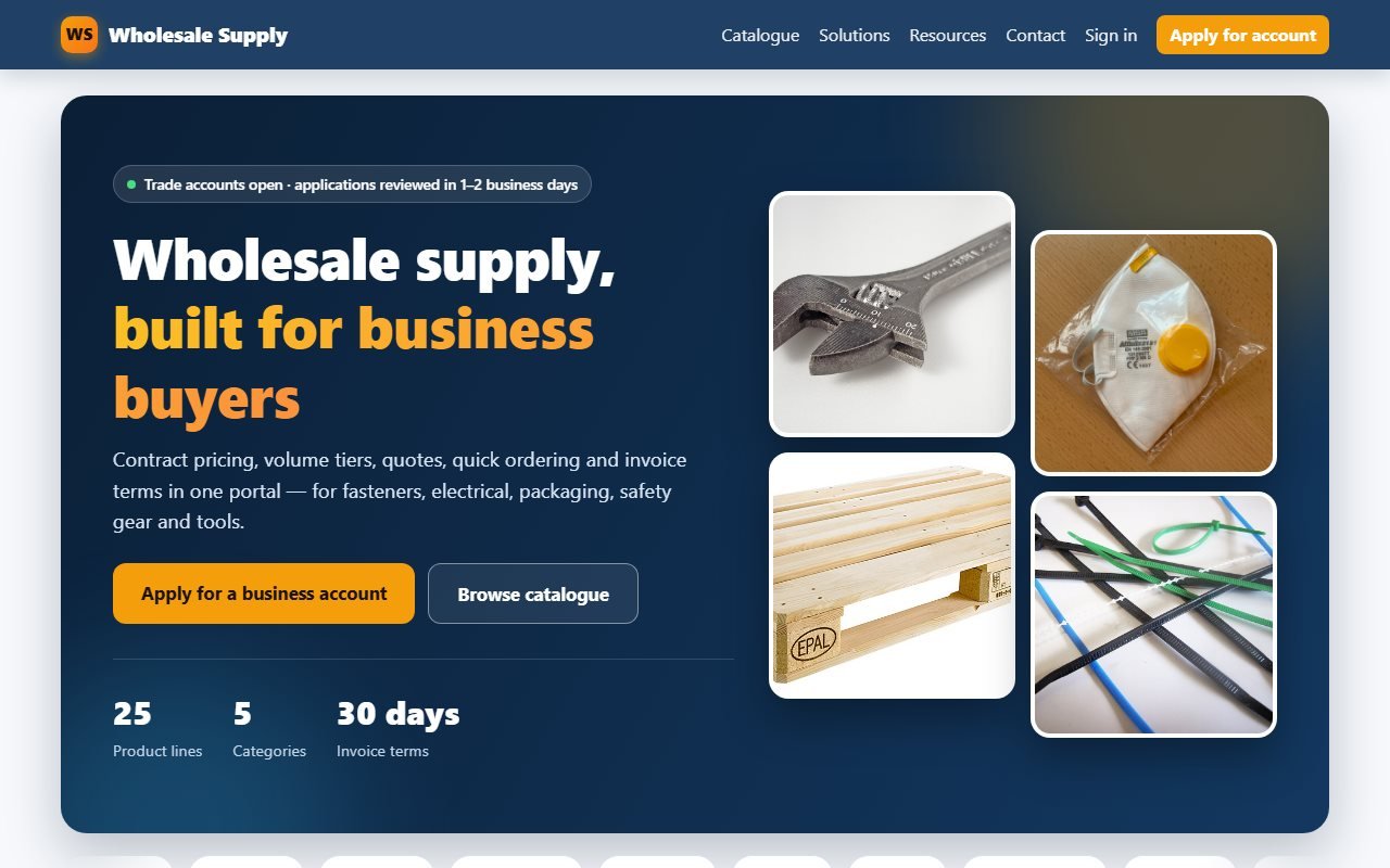 Screenshot of Wholesale B2B Website
